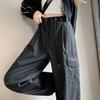 Women Casual Joggers Sports Pants Vintage Solid Low Waist Drawstring Baggy Trousers Y2K Wide Leg Sweatpants Streetwear Cargo Pants