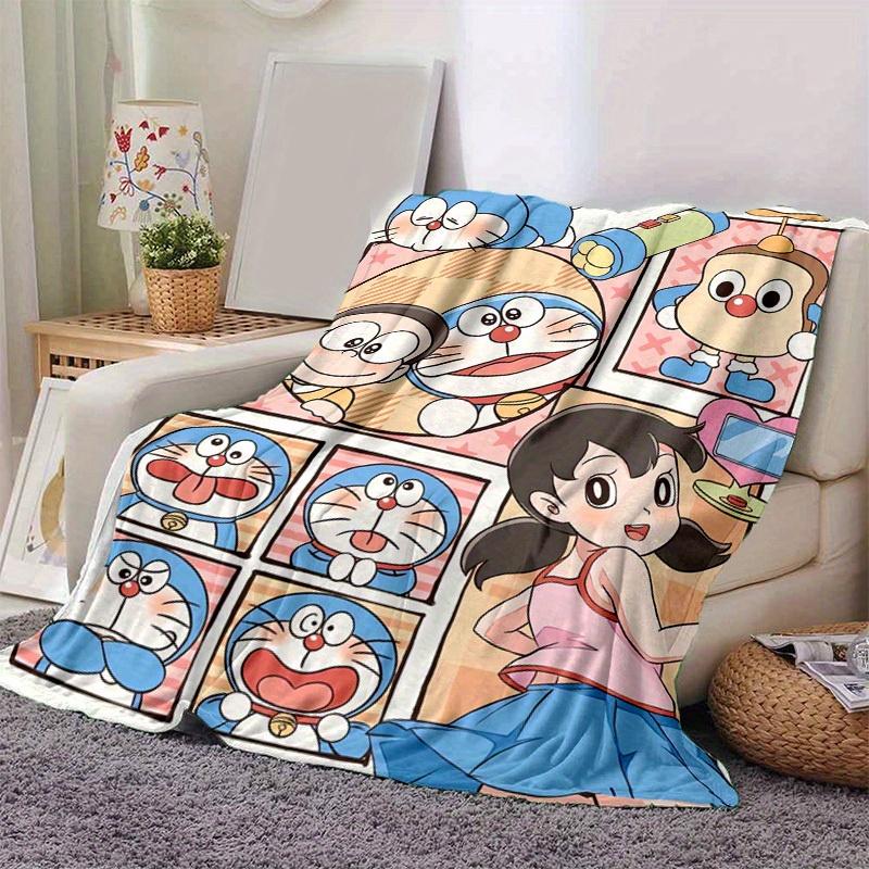 1pc Cozy Doraemon Home Decor Blanket: Perfect Gift for Bedroom, Living Room, Travel, Camping, Car, Beach & Office Naps, Soft Flannel Throw for Sofa, O