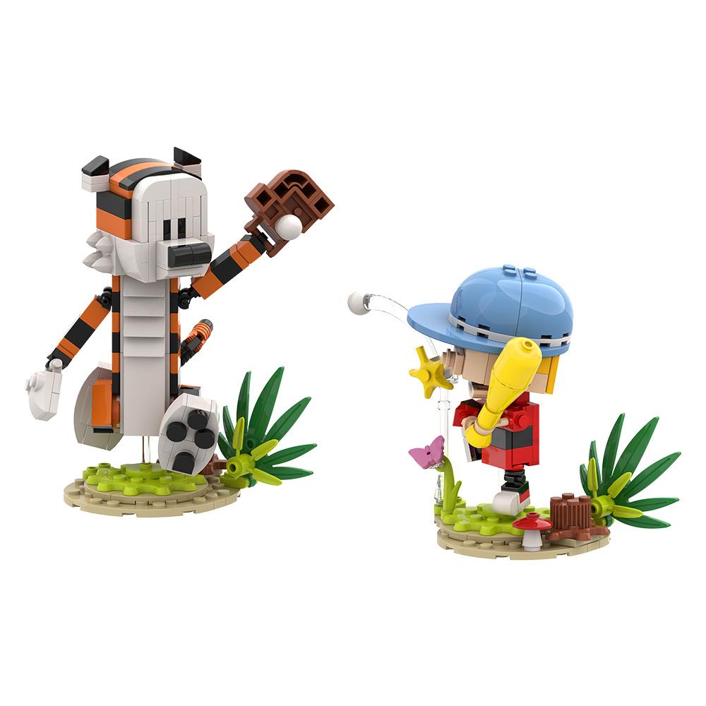 Gobricks MOC Calvined and Hobbes Bricks Model Calvined and Hobbes Cartoon Tiger Building Blocks Toys Gift
