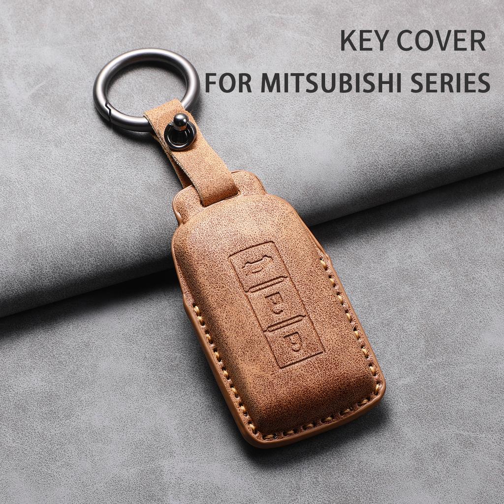 Leather Car Key Case Protector Cover For Mitsubishi Xpander Outlander L200 Asx Pajero Eclipse Cross Montero Soft Lancer Mirage