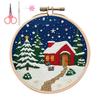 Christmas Embroidery Kit Winter Landscape Embroidery Starter Kit Santa Claus Embroidery Craft Set with Pattern Threads Needles for Beginners Adults