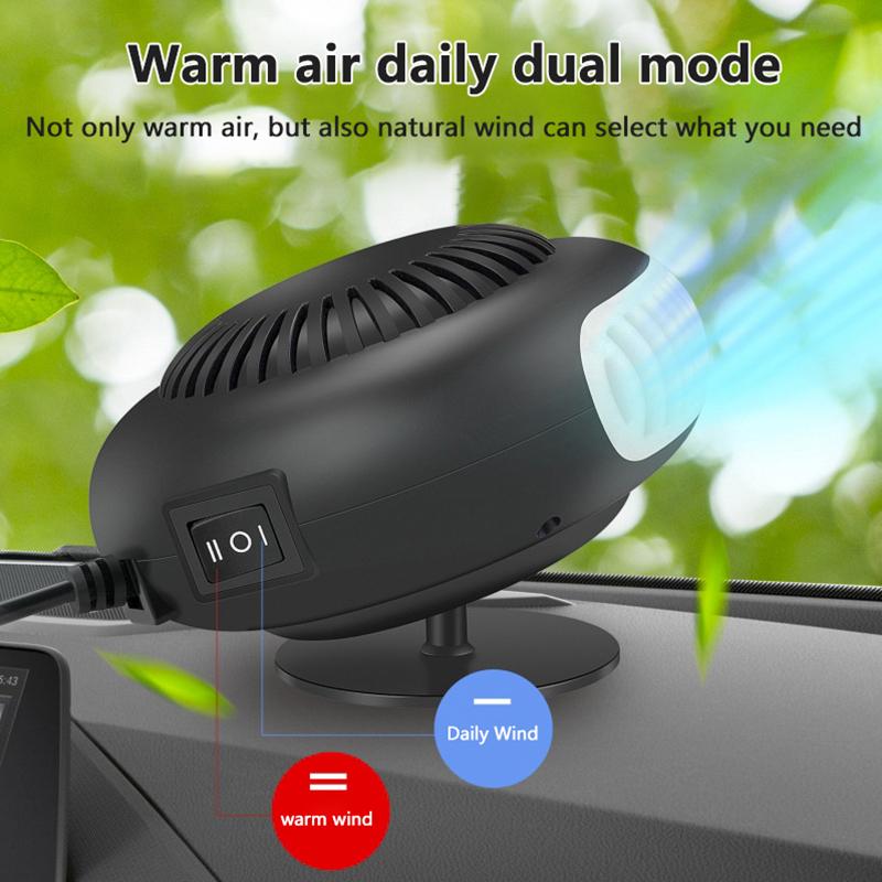 Defrosting Car Heater Portable Car Heater With Fast Heating Low Noise 360-Degree Rotary Base For Small Size Car Interior