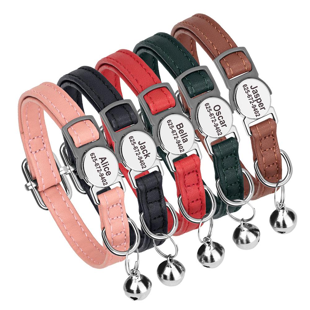Personalized Cat Collar Adjustable Small Dog Kitten Collars Free Custom Pet Puppy ID Name Necklace Collars Anti-lost for Cats