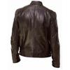 Slim Men's Leather Jacket Fashion Men's Motorcycle Jacket Stand Collar Zip Slim Jacket