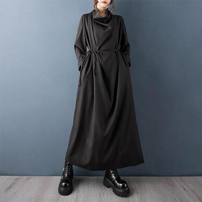 Long Sleeve Plus Size Black Cotton Vintage New In Dresses for Women Spring Autumn Casual Loose Dress