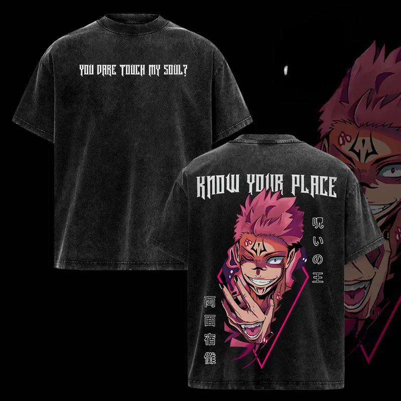 

Ryomen Sukuna Print T-shirt Jujutsu Kaisen Anime Clothing Men Cotton Tshirts Vintage Washed Tee Harajuku Male Oversized T Shirt S чёрный