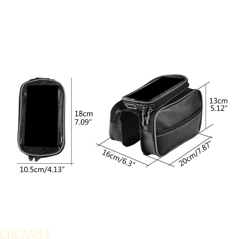 A1A2 Bike Phone Mount Holder Handlebar Bag Mountain Bicycles Front Top Tube Pannier Pouch Large Capacity Bike Front Frame Bag