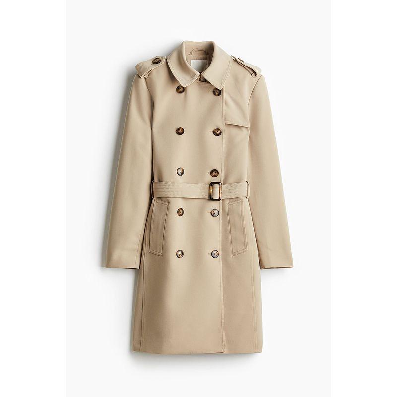 

HM Women s Windbreaker 2025 Fall New Arrival Fashion Elegant Slim-Fit Commute Woven Double Breasted Outwear 1037529 Beige 013 155/76