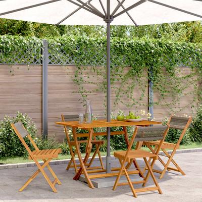 Vidaxl Folding Garden Chairs, 4 Pcs, Grey, Solid Acacia Wood