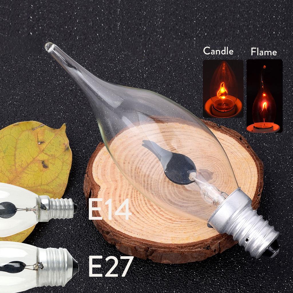 LED Flame Tip Candle Simulated Nature Fire Flickering Light E14 E27 3W Filament Bulb Vintage Bar Pub Home Decor Lamp 220V