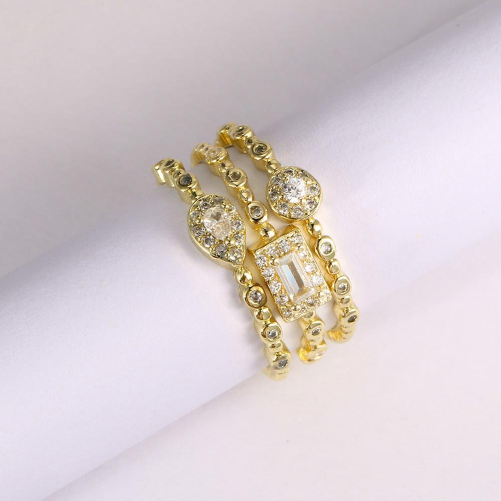 Trendy Elegant Dainty Rings For Women Romantic Women's Ring Shiny Zircon Gold Color Thin Finger Ring Accessories Jewelry KCR088