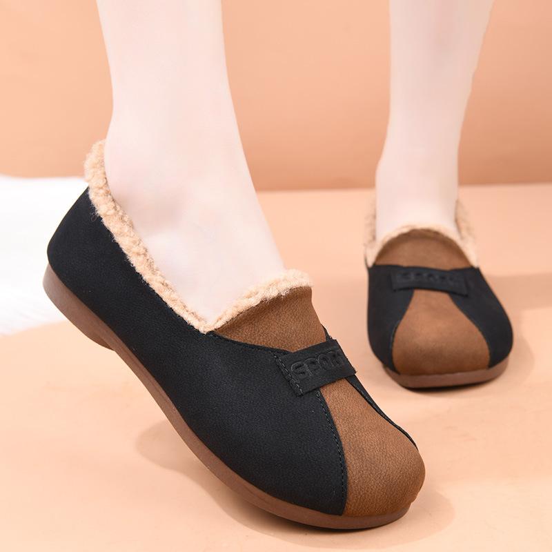 Cotton Shoes Women's New Casual Velvet Thickened Mother Shoes One Pedal Fashion Versatile Warm Doudou Shoes 2025 Direct Sales