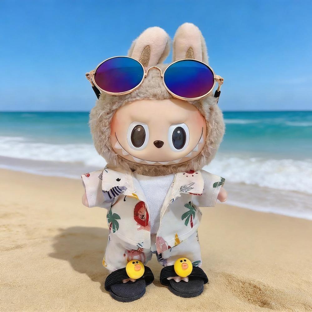 For 15/17cm Labubu Clothes summer Beach Suit Set labubu Doll BOY Seaside vacation clothing Outfit DIY replacement Accessories
