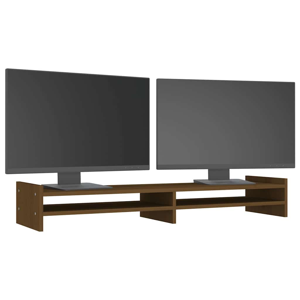 Monitor Stand Honey Brown 100 X 27 X 15 Cm Solid Pine Wood