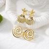 3 Pairs/Set Gold Color Shell Starfish Stud Earrings for Women Ocean Series CCB Lightweight Textured Earrings Beach Party Jewelry