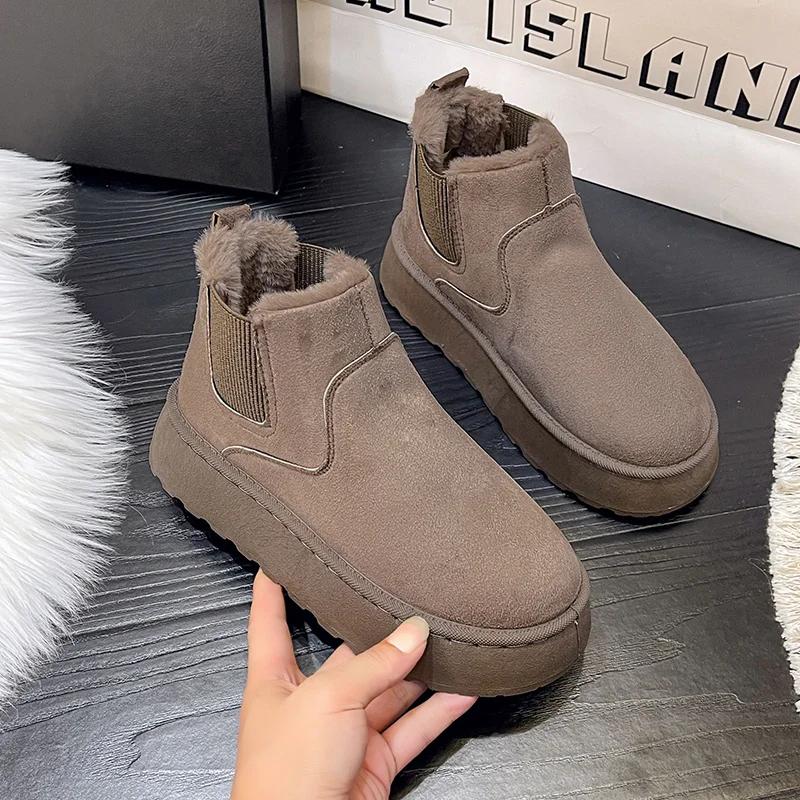 

Зимние женские зимние ботинки, плюшевые теплые нескользящие непромокаемые женские кроссовки на плоской подошве, повседневные женские ботильоны без шнуровки 39 хаки