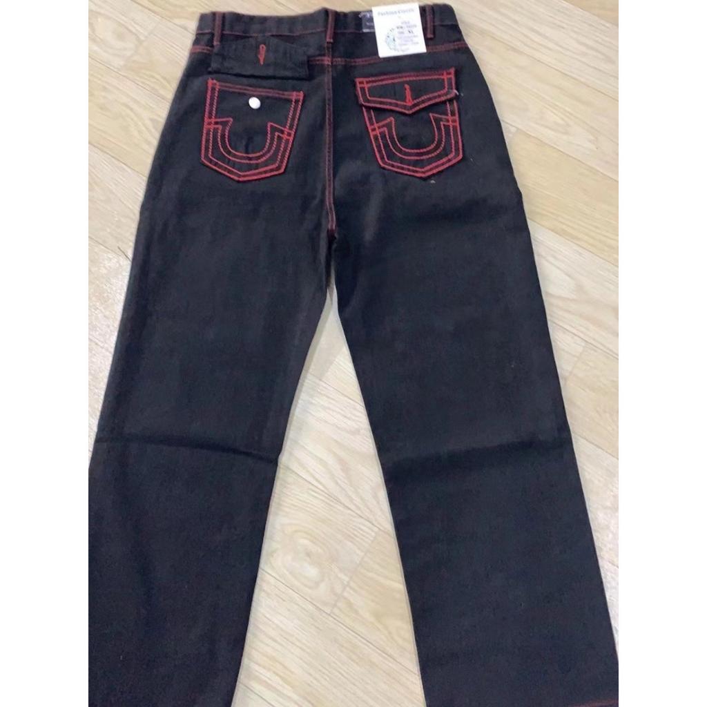 FlowStreet Jeans Retrò Y2K Abbigliamento Coppia Hip-hop Street Ricamo in Vita Jeans Neri Larghi Retrò Pantaloni a Vita Alta Gamba Larga