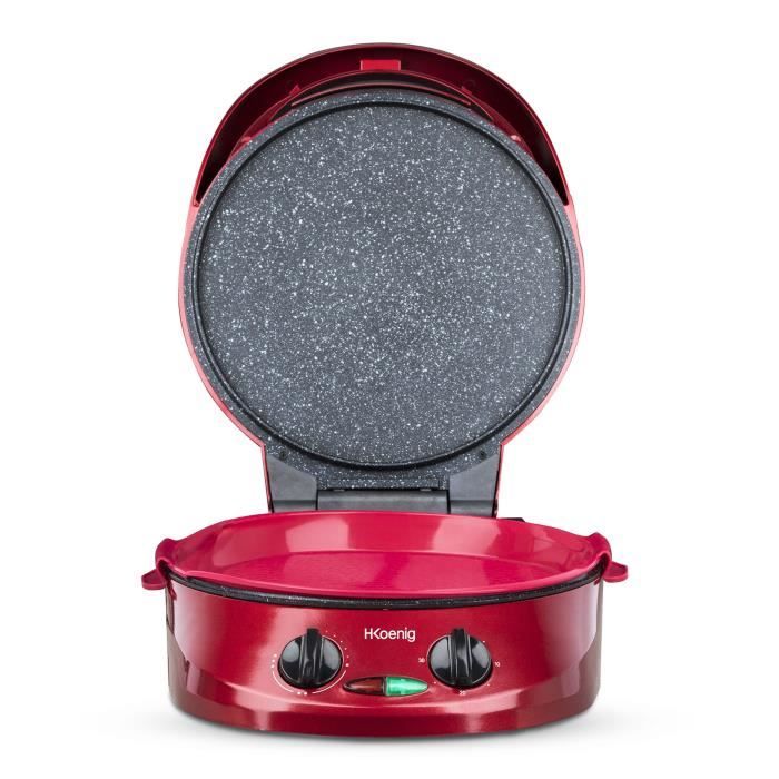 HKOENIG Express Pie Maker - TRT180 - Pizza Oven - Multifunction Multicooker - Temperature Up To 210°C - Red - 1800W
