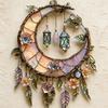Crescent Moon Floral Acrylic Suncatcher Stained Glass Effect Window Hanging Ornament Boho Sun Catcher Panel for Bedroom Garden Home Decor