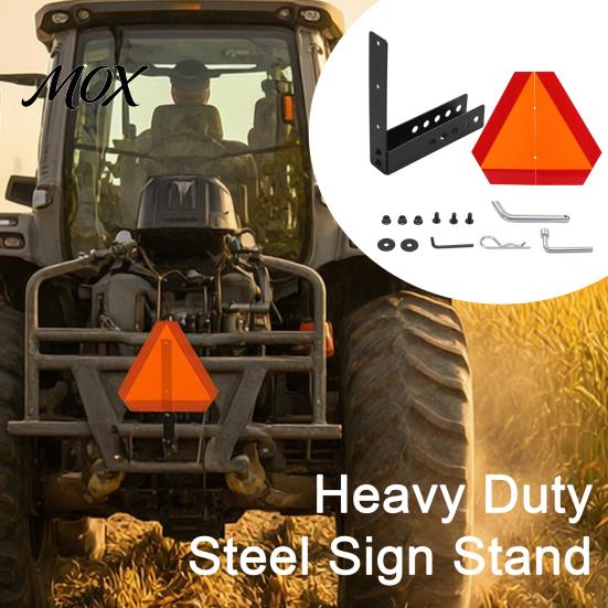High Visibility Warning Triangle UTV Slow Moving Vehicle Sign Bracket Kit with Reflective SMV Triangle, 2" Receiver Six Inch Bolt Spacing Adapter