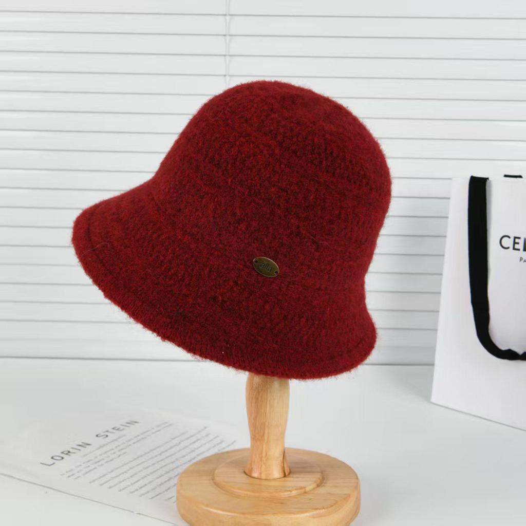 Minimalist Wool Fisherman Hat with Ear & Face Protection - Windproof, Warm, Solid Color for Autumn & Winter