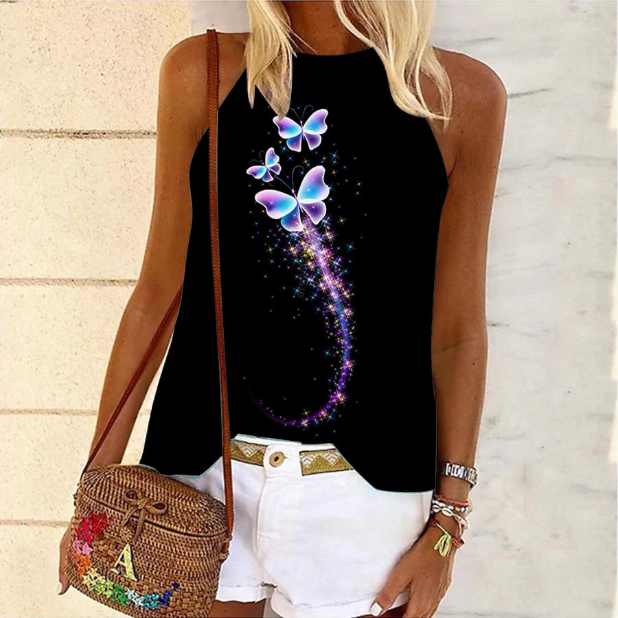 

Женская майка для йоги, разноцветная бабочка с 3d принтом, фитнес-спортивный жилет без рукавов для бега