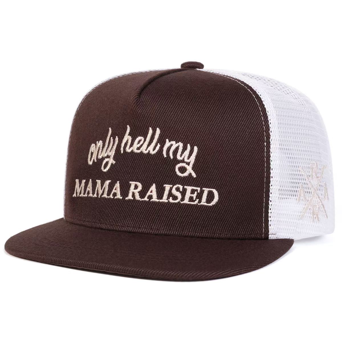 

Только унисекс Hell My Mama Raised Вышитые хип-хоп сетчатые кепки Весна Лето Открытый Регулируемые повседневные бейсболки Солнцезащитные кепки коричневый