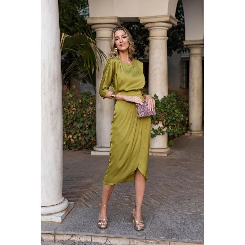 YYFS Damenmode Sommer Frühling Einfarbig Druck 1/2 Ärmel O-Ausschnitt Hohe Taille Freizeitkleider