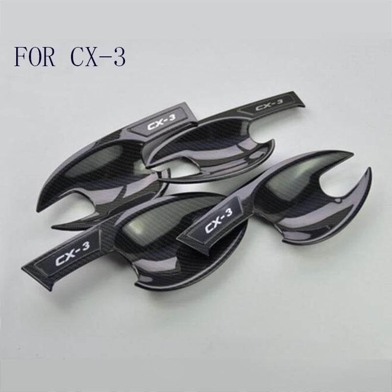 

FIT FOR Mazda CX-3 CX 3 2015-2018 ABS Chrome carbon fiber outside door handle Door bowl decorative cover Trim car accessories чорний