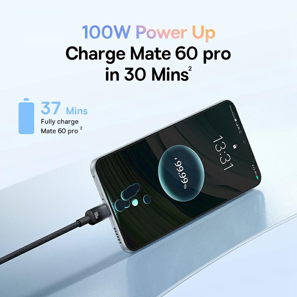 BASEUS Discolor Series 2m Fast Charging Cable USB-A to Type-C 100W Nylon Braided Data Cord