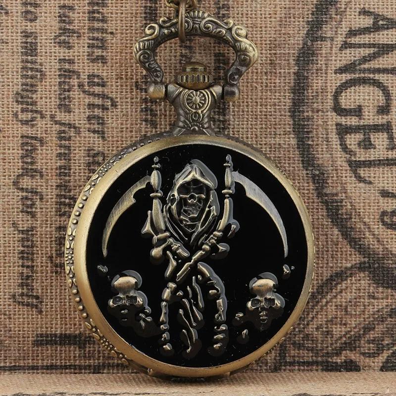 Devil Lanyard Embossed Ghost Head Pocket Watch European and American Animation Halloween Christmas Horror Night Skull Jack
