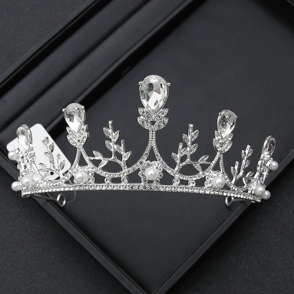 Rhinestone Crystal Bridal Tiara Pearl Wedding Party Headwear Fashion Princess Cake Crown  Birthday