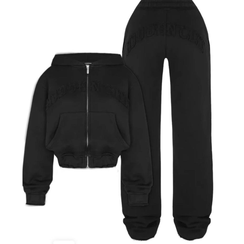 RogueWave Casual Zip Hooded Two Piece Sets Women Fashion Sporty Streetwear
