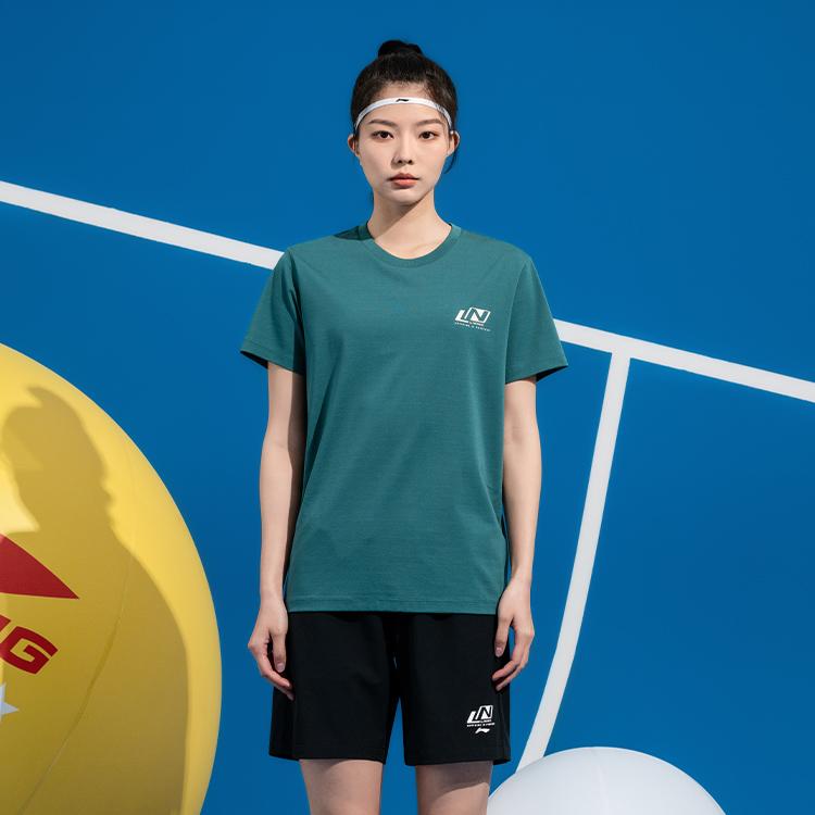 Li Ning Breathable Cool Loose Fit Short Sleeve Pullover Casual Sports Set Unisex Sets ATSV607-3+AKSV675-1