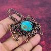Chrysocolla Gemstone Pendant Copper Wire Wrapped Handmade Jewelry Rabbit Pendant