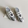 French Round Head Shallow Mouth Versatile Mary Jane Shoes Casual Sports Shoes 2025 New Velcro Ballet Shoes