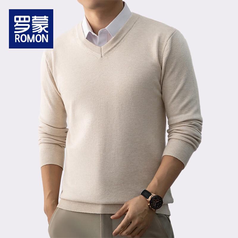 Romon Men's Thickened V-Neck Knit Sweater WLW8105