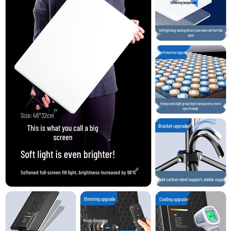 Pro LED Fill Light for Streamers & Photography - Indoor Soft Light for Beauty and Video