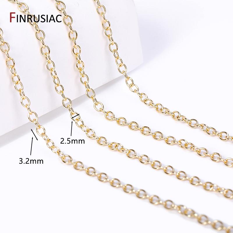 

DIY Chains For Jewelry Making 14K Gold Plated Brass Round Chain Handmade Necklace Bracelet Making Supplies Accessories Wholesale Length 1 meter