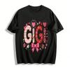 Valentines Day Gigi Print Plaid Bow Heart Casual Top Pure Cotton T-shirt