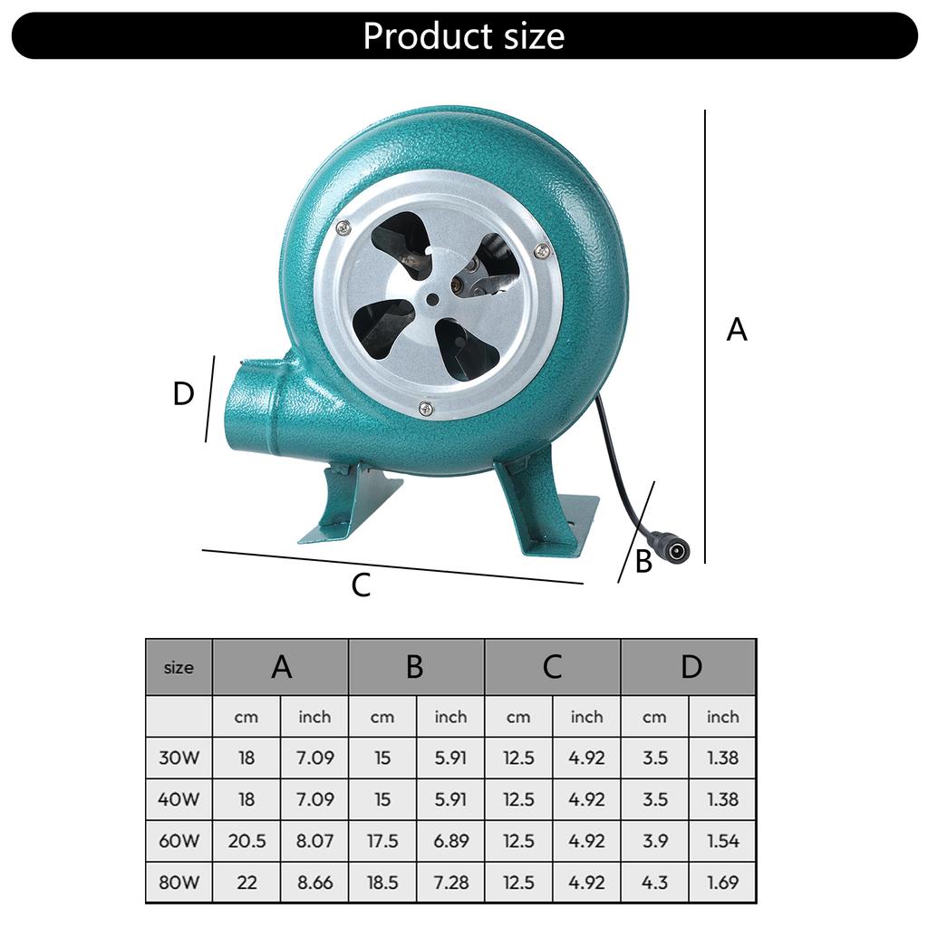 Household Blower Iron Barbecue Blower Small Centrifugal Blower Fan 30W 40W 60W 80W 5.5x2.1mm Adapter For Barbecue