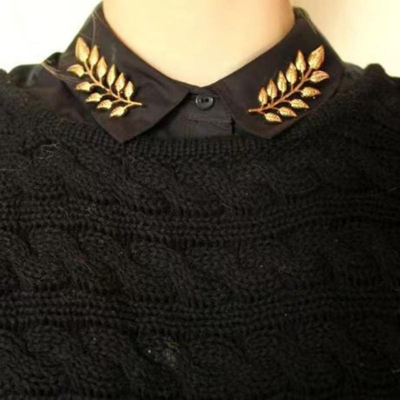 New Vintage Leaf Shirt Collar Pin Collar Brooch for Women's Brooch Metal Brooch Clothes Sweater Decorative Pin Fashion Jewelry