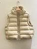Down vest women's short winter thickened hooded white duck down jacket knitted splicing to keep warm