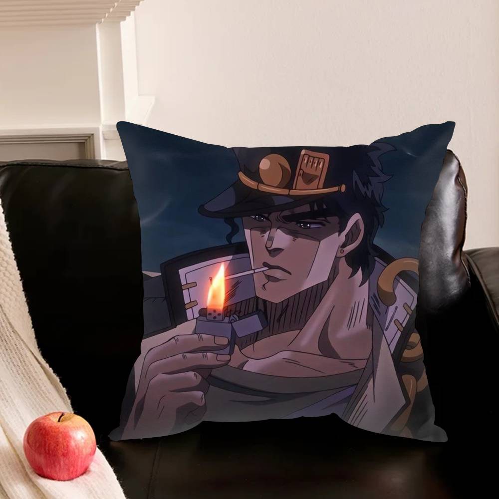 J-Jojo Kujo Jotaro Anime Various Sizes Square Pillowcase For Car Home Bedchamber Decor