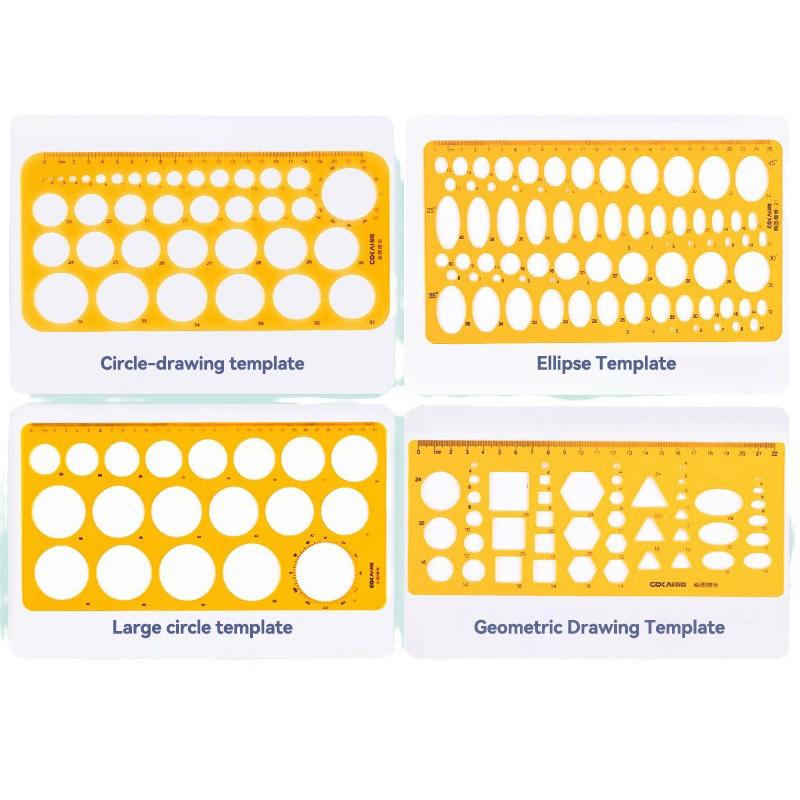 Circular Oval Ruler 1/4 Pcs Durable Drawing Furniture Architect Template Drafting Ruler Template Measuring Ruler Office Supplies