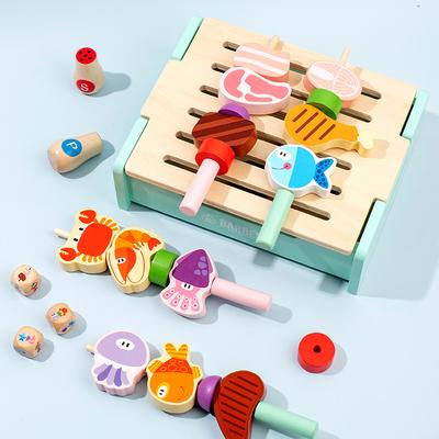 Children's Wooden Educational Fun Barbecue Grill Parent-child Interactive Kitchen Game Set Simulation Play House Educational Toys