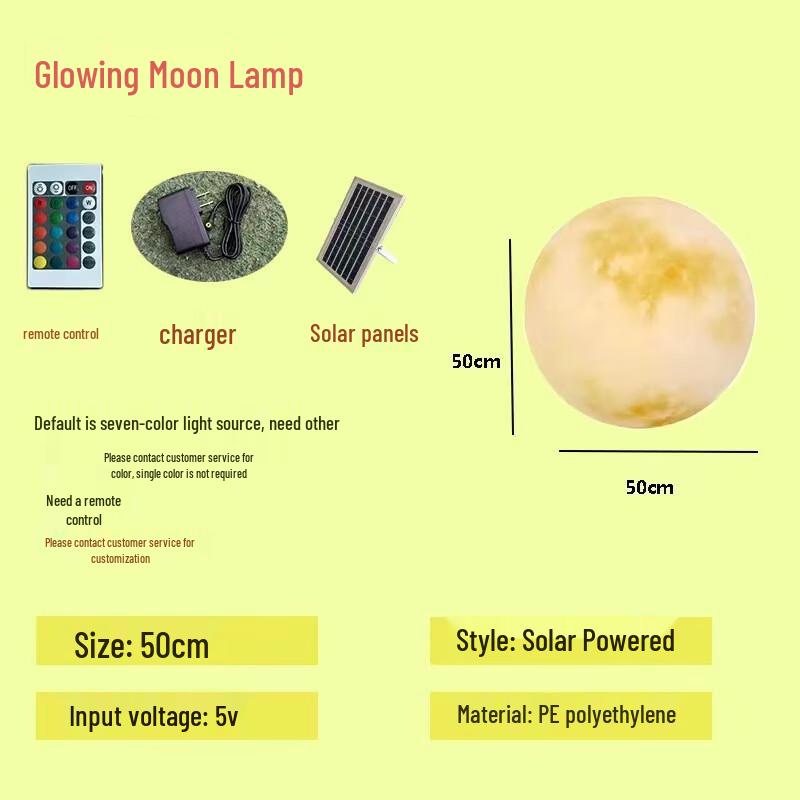 HEIXIE 50cm Outdoor Solar Moon Lamp