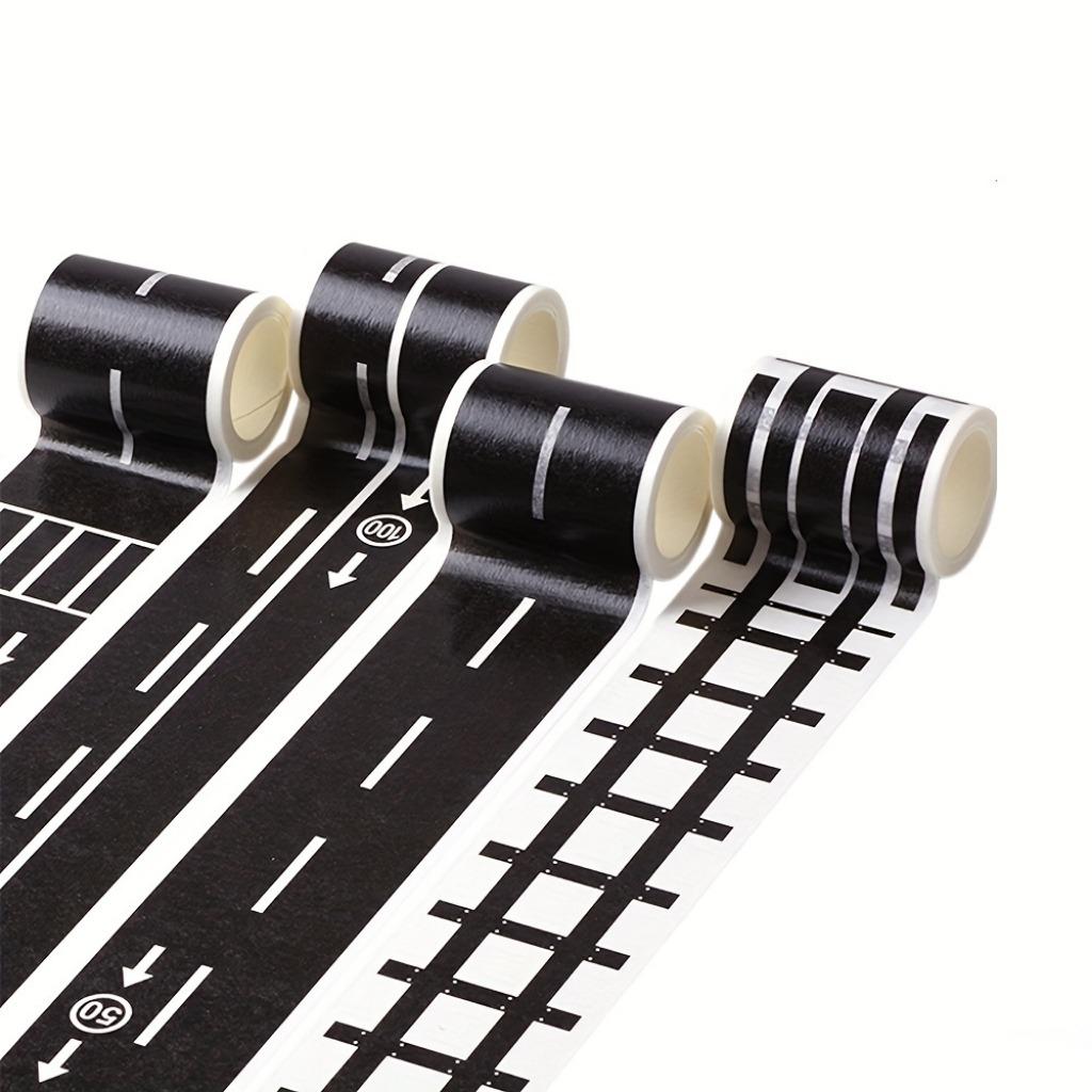 9 Stück DIY Straßenverkehr Klebeband Abziehbares Etikettenband - Perfekt für Eisenbahn Zug Kurve und Papierband