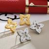 Korean Retro Brushed Hollow Four Leaf Clover Light Luxury Fashion Exquisite Personalized Earrings for Women