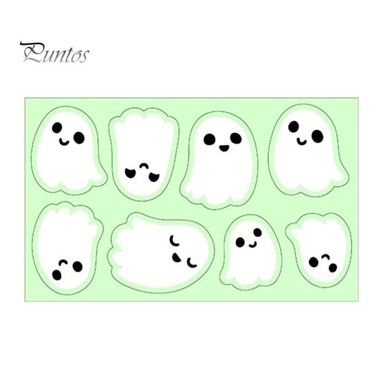 Decorative Glass Film for Home Halloween Glow-in-the-Dark Wall Stickers, Cute Cartoon Pumpkin Ghost Decals, Waterproof PVC Window Clings Removable Art